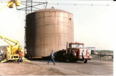 Louis P. Cote, Inc.'s heavy haul truckers transport a very large tank and extremely over-sized load.